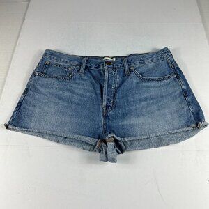 Madewell Jean Shorts Women's 31 Relaxed Blue Faded Cuffed Cotton Denim Jorts